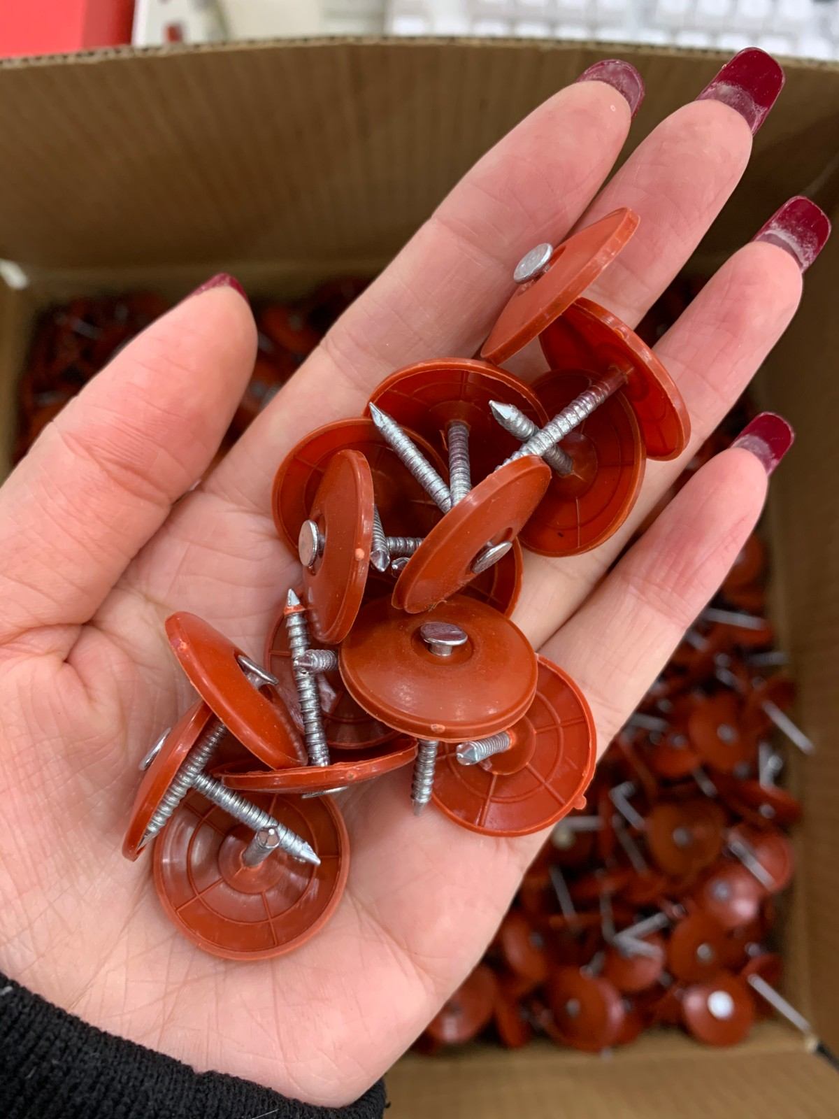 Plastic Cap Nails 1 inch Orange HDPE