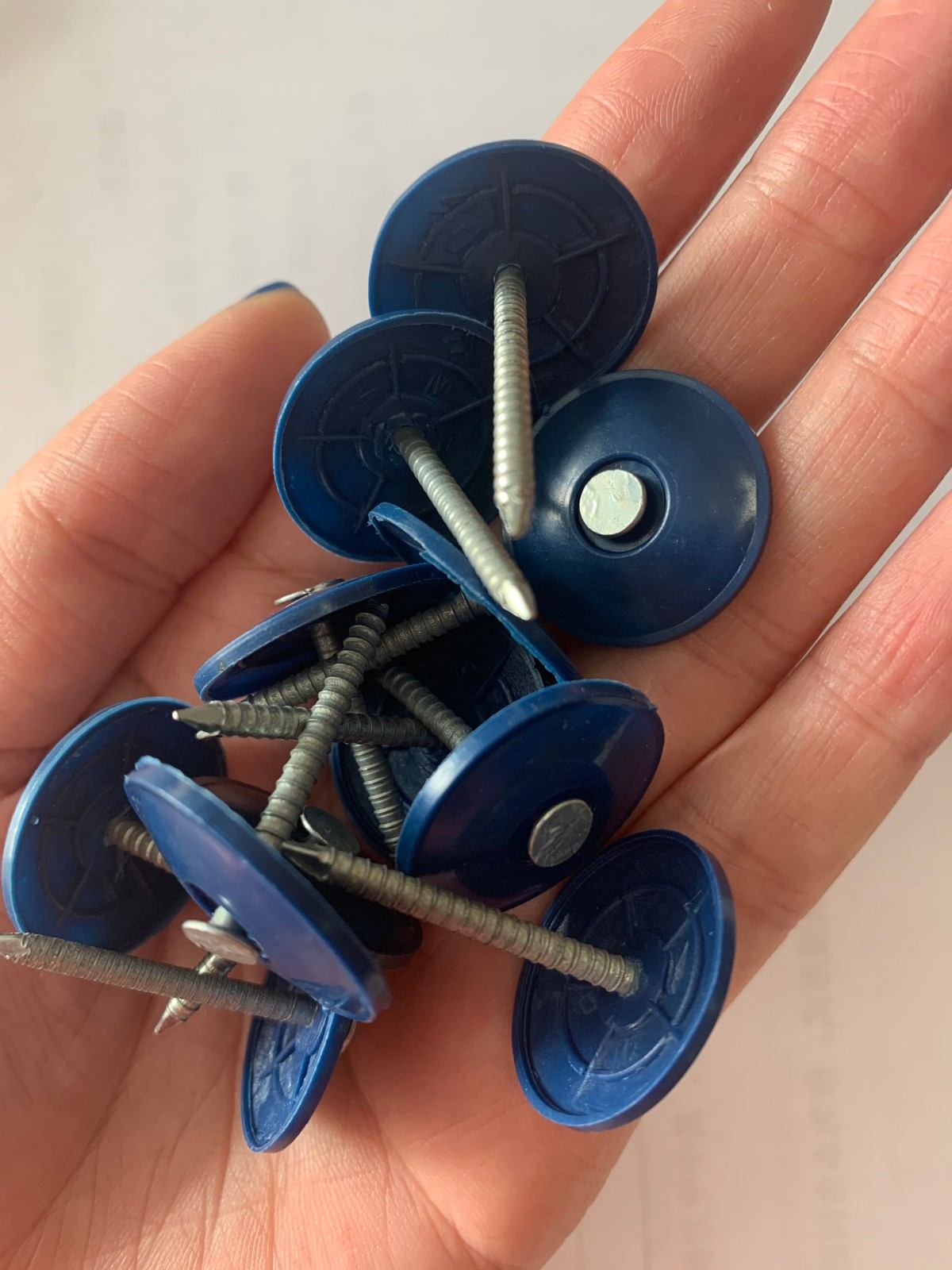 Plastic Cap Nails 1 inch Blue HDPE